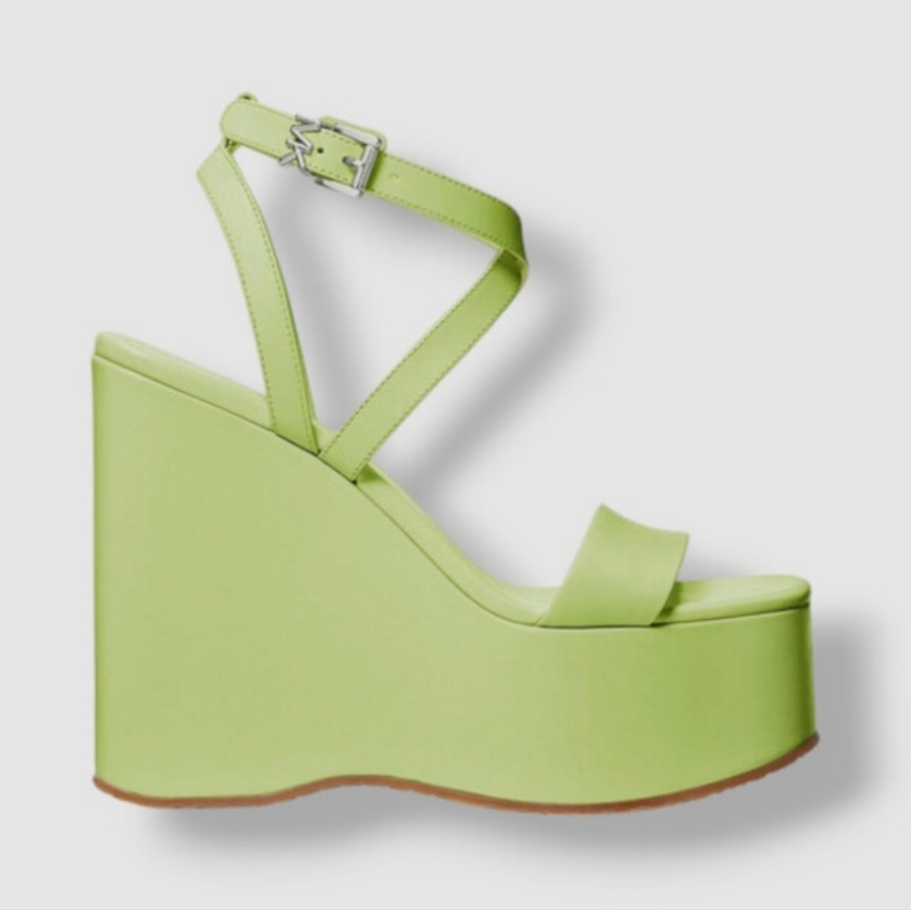 Michael Kors Lime Green Platform Wedge Sandals